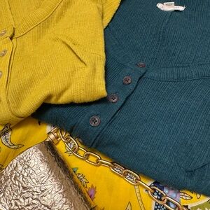 Pilcro Anthropologie Button-Up Knit Sheer Top in Green size M